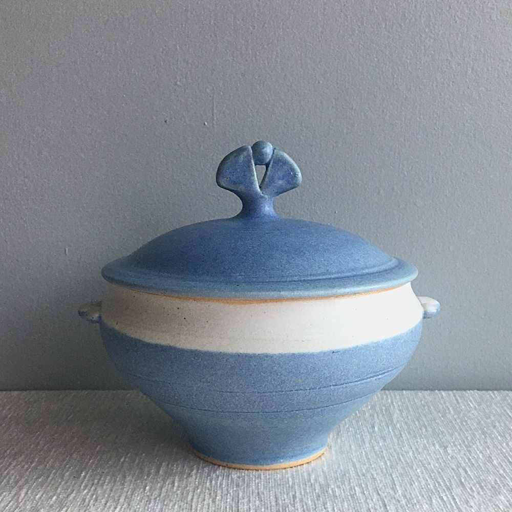 HANDMADE porcelain covered dish